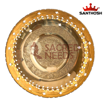 Brass Cut Bowl – 4.1 Inch | Carved Brass Pooja Bowl for Daily Rituals