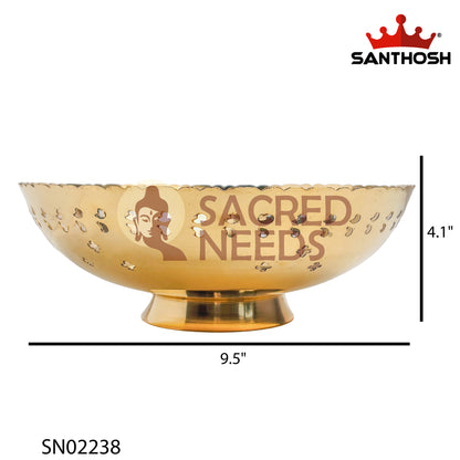 Brass Cut Bowl – 4.1 Inch | Carved Brass Pooja Bowl for Daily Rituals