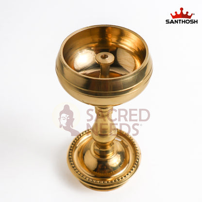 Sacred Needs Brass UN Bowl Deepam – 4.6 Inch (11.7 cm) Height | Traditional Brass Oil Lamp Diya for Pooja Room, Temple & Rituals