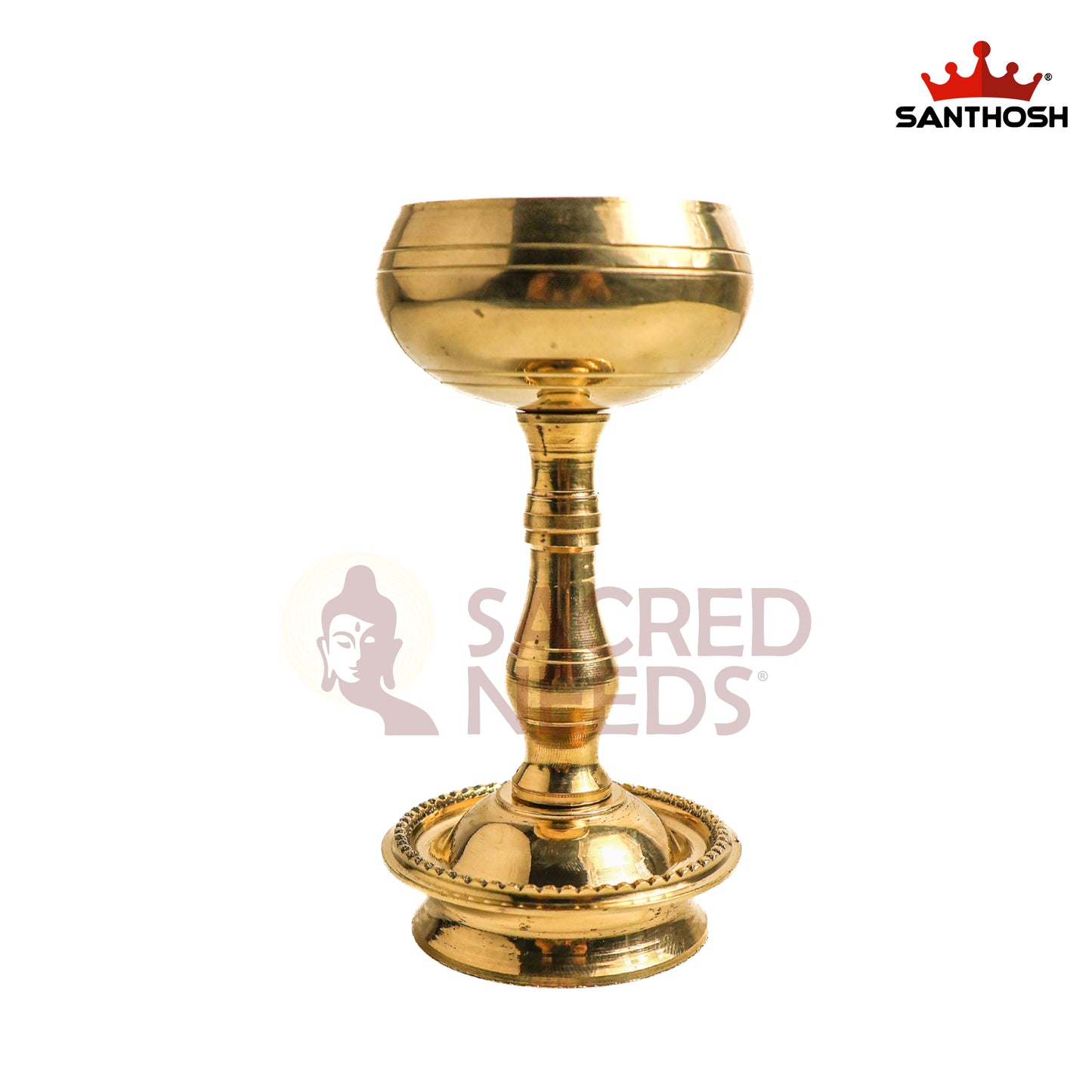 Sacred Needs Brass UN Bowl Deepam – 4.6 Inch (11.7 cm) Height | Traditional Brass Oil Lamp Diya for Pooja Room, Temple & Rituals