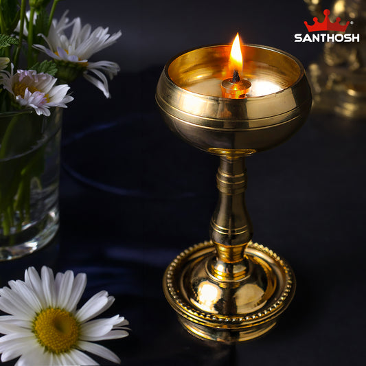 Sacred Needs Brass UN Bowl Deepam – 4.6 Inch (11.7 cm) Height | Traditional Brass Oil Lamp Diya for Pooja Room, Temple & Rituals