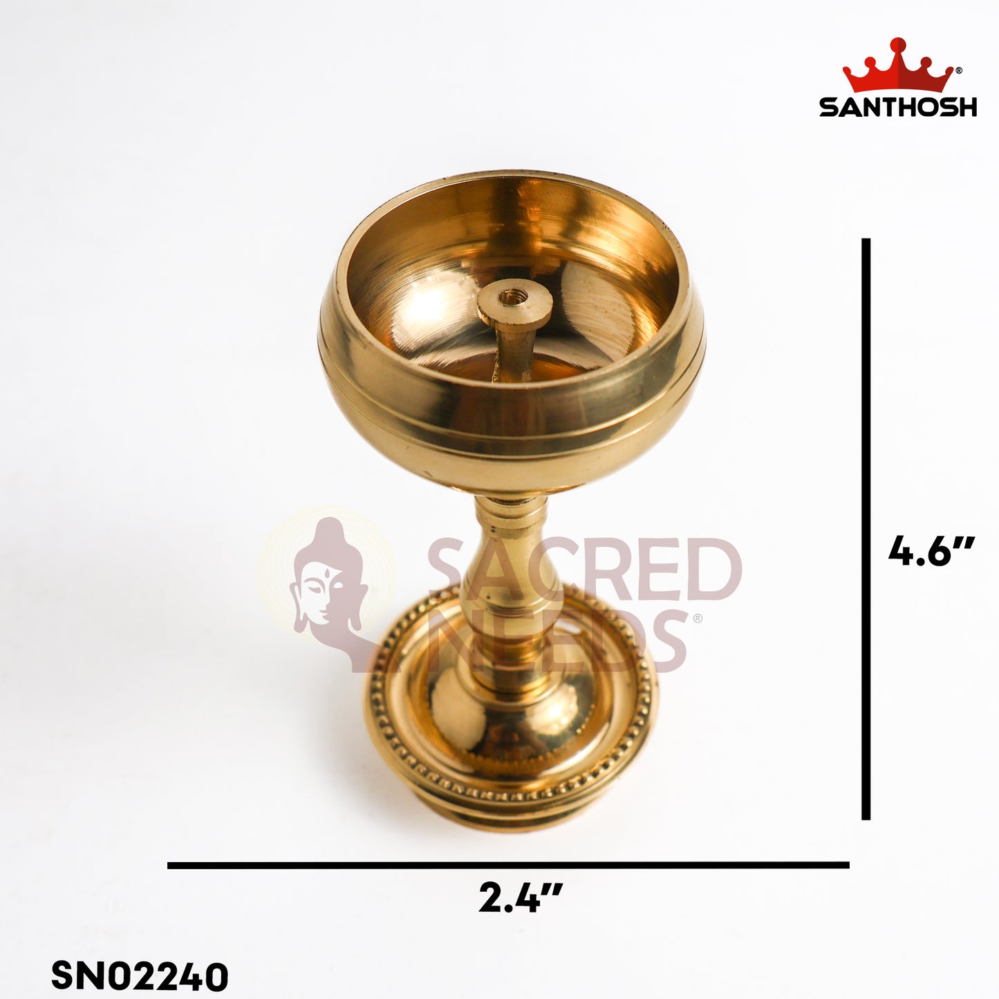 Sacred Needs Brass UN Bowl Deepam – 4.6 Inch (11.7 cm) Height | Traditional Brass Oil Lamp Diya for Pooja Room, Temple & Rituals