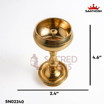 Sacred Needs Brass UN Bowl Deepam – 4.6 Inch (11.7 cm) Height | Traditional Brass Oil Lamp Diya for Pooja Room, Temple & Rituals