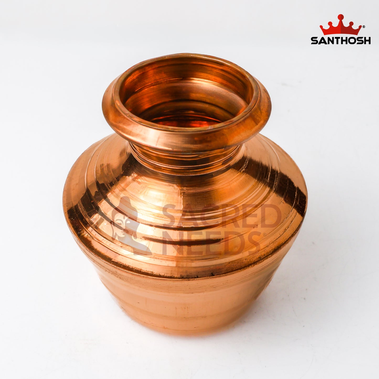 Sacred Needs Copper Kodam – 6.8 Inch (17.3 cm) Height | Traditional Copper Kalash / Pooja Pot for Temple Rituals & Home Pooja