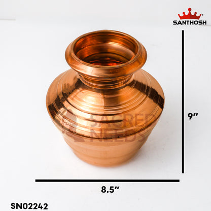 Sacred Needs Copper Kodam – 9 Inch (22.9 cm) Height | Traditional Copper Kalash Pot for Pooja, Temple Rituals & Home Use