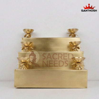 Sacred Needs Brass Step Pyali Deepam with 6 Diyas – 9.2 Inch (23.4 cm) Height | Traditional Brass Oil Lamp for Pooja Room, Temple & Festivals