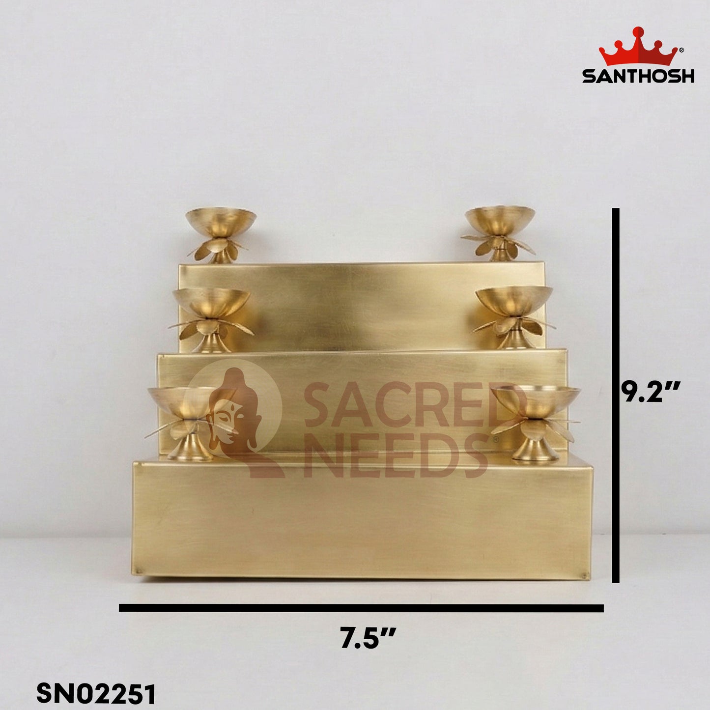 Sacred Needs Brass Step Pyali Deepam with 6 Diyas – 9.2 Inch (23.4 cm) Height | Traditional Brass Oil Lamp for Pooja Room, Temple & Festivals
