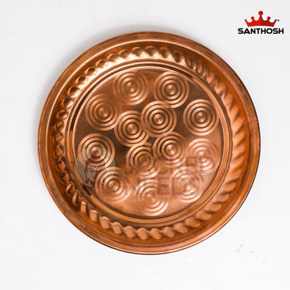 Sacred Needs Copper Ring Plate – 7.3 Inch (18.5 cm) Diameter | Traditional Copper Pooja Plate for Temple Rituals & Home Worship