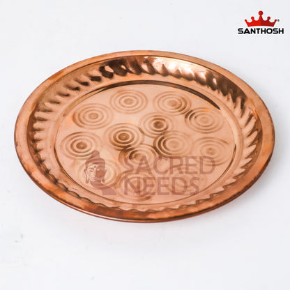 Sacred Needs Copper Ring Plate – 7.3 Inch (18.5 cm) Diameter | Traditional Copper Pooja Plate for Temple Rituals & Home Worship