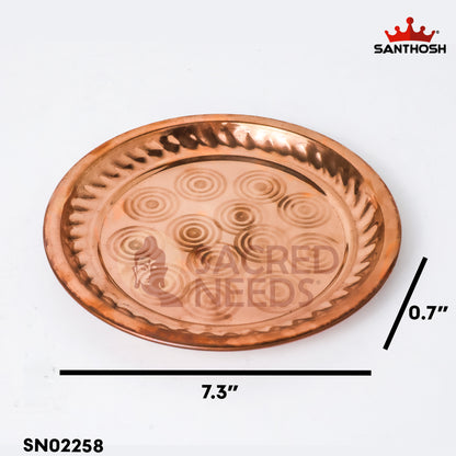 Sacred Needs Copper Ring Plate – 7.3 Inch (18.5 cm) Diameter | Traditional Copper Pooja Plate for Temple Rituals & Home Worship