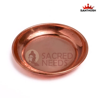 Sacred Needs Copper Halwa Plate – 0.2 Inch (0.5 cm) Height | Traditional Copper Sweet Serving Plate for Prasadam, Temple & Festive Use