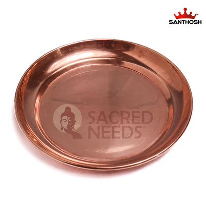 Sacred Needs Copper Halwa Plate – 2.9 Inch (7.4 cm) Diameter | Traditional Copper Sweet Serving Plate for Prasadam, Pooja & Temple Use