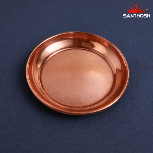 Sacred Needs Copper Halwa Plate – 2.9 Inch (7.4 cm) Diameter | Traditional Copper Sweet Serving Plate for Prasadam, Pooja & Temple Use
