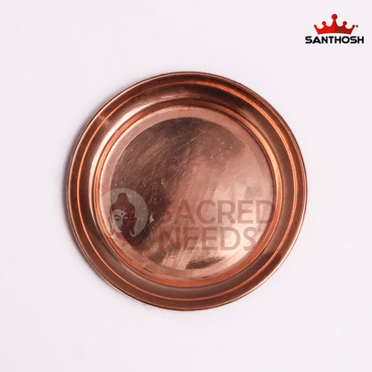 Sacred Needs Copper Halwa Plate – 2.9 Inch (7.4 cm) Diameter | Traditional Copper Sweet Serving Plate for Prasadam, Pooja & Temple Use