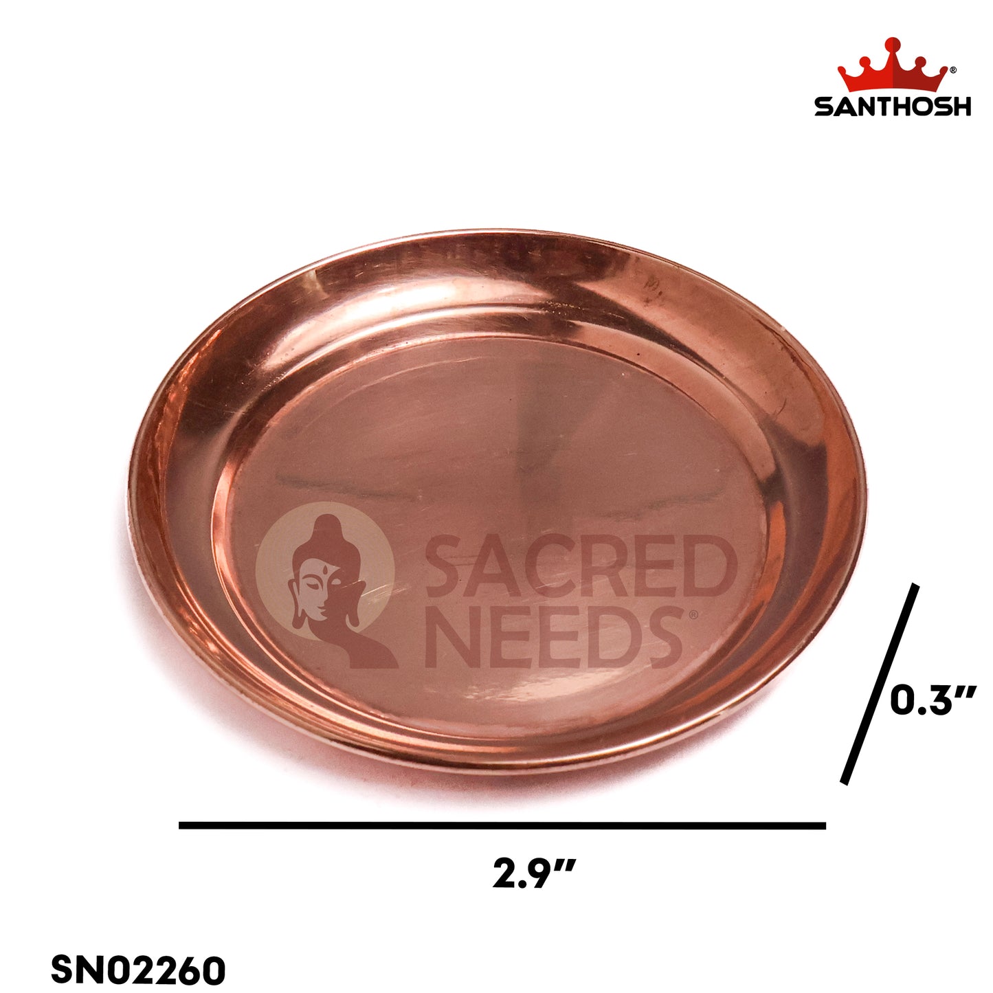 Sacred Needs Copper Halwa Plate – 2.9 Inch (7.4 cm) Diameter | Traditional Copper Sweet Serving Plate for Prasadam, Pooja & Temple Use