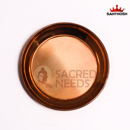 Sacred Needs Copper Halwa Plate – 3.4 Inch (8.6 cm) Diameter | Traditional Copper Sweet Serving Plate for Prasadam, Pooja & Festive Use