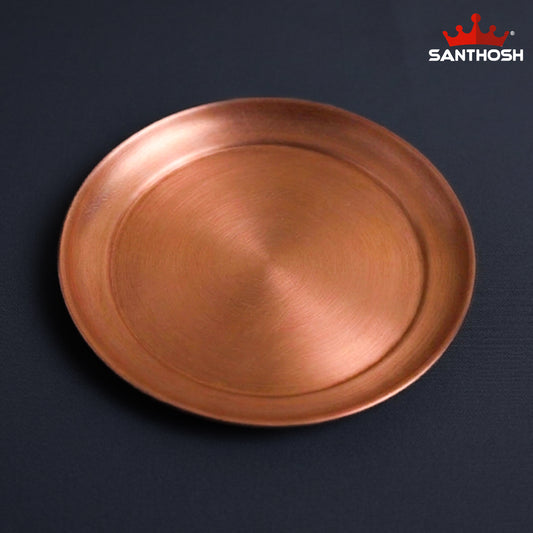 Sacred Needs Copper Halwa Plate – 3.4 Inch (8.6 cm) Diameter | Traditional Copper Sweet Serving Plate for Prasadam, Pooja & Festive Use