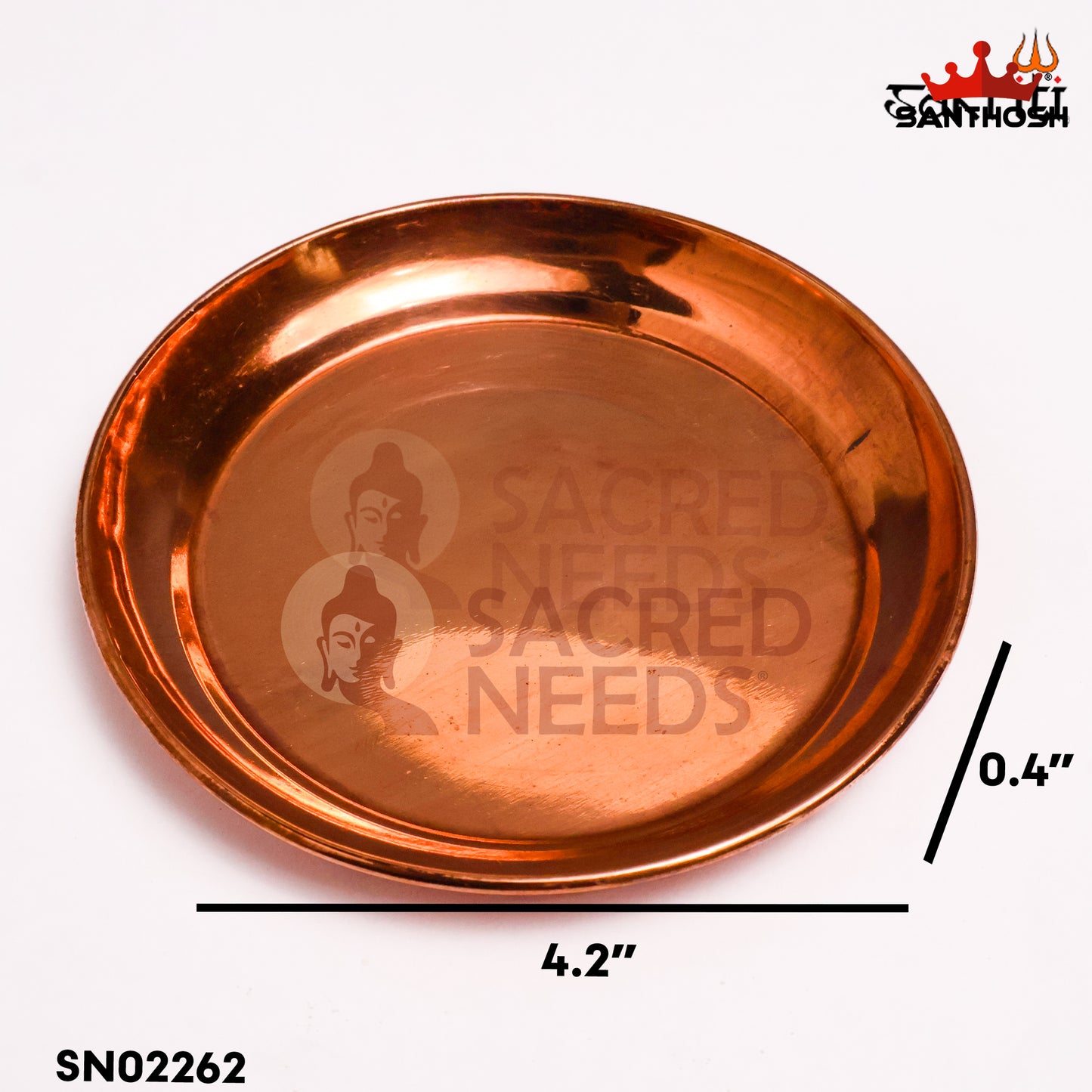 Sacred Needs Copper Halwa Plate – 4.2 Inch (10.7 cm) Diameter | Traditional Copper Prasadam Plate for Pooja, Temple & Kitchen Use