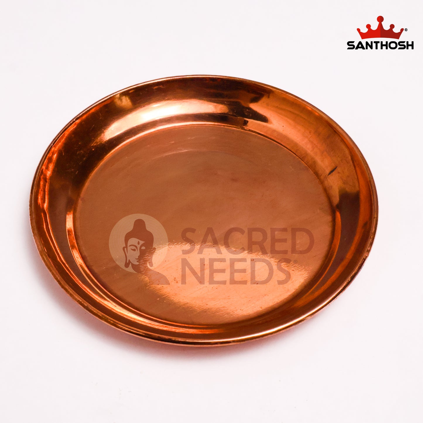 Sacred Needs Copper Halwa Plate – 4.6 Inch (11.7 cm) Diameter | Traditional Copper Serving Plate for Prasadam, Sweets & Pooja Use