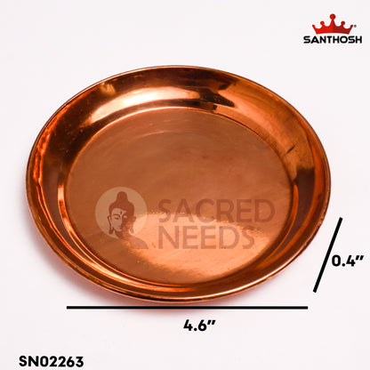 Sacred Needs Copper Halwa Plate – 4.6 Inch (11.7 cm) Diameter | Traditional Copper Serving Plate for Prasadam, Sweets & Pooja Use