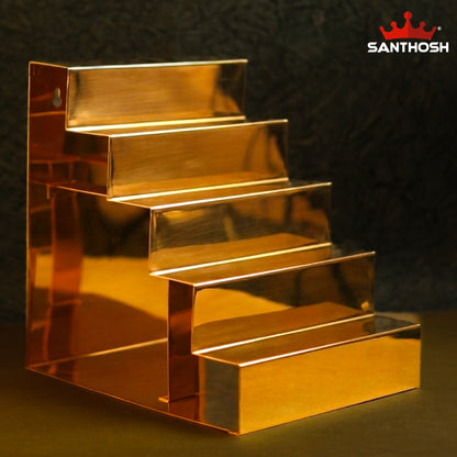 Sacred Needs Brass 5 Step Golu Stand – 12.3 Inch (31.2 cm) Height | Traditional Brass Golu Steps for Navaratri Kolu Display & Festive Décor