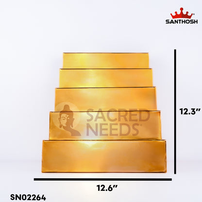 Sacred Needs Brass 5 Step Golu Stand – 12.3 Inch (31.2 cm) Height | Traditional Brass Golu Steps for Navaratri Kolu Display & Festive Décor