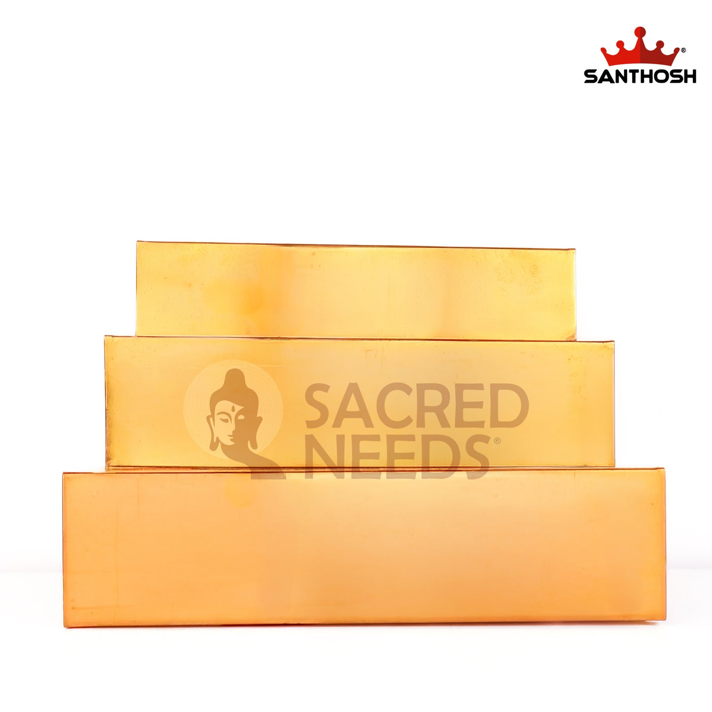 Sacred Needs Brass 3 Step Golu Stand – 8 Inch (20.3 cm) Height | Mini Brass Golu Steps for Navaratri Kolu Display, Pooja & Home Décor