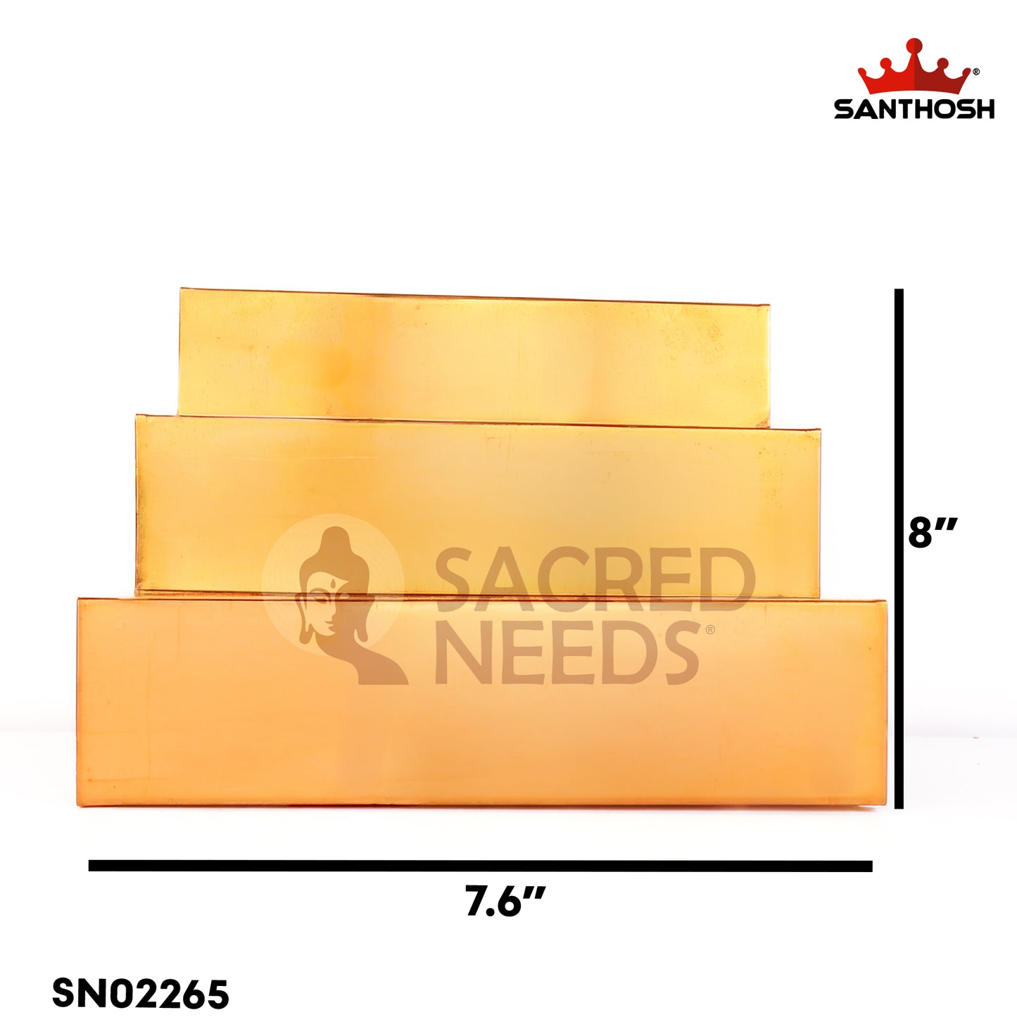 Sacred Needs Brass 3 Step Golu Stand – 8 Inch (20.3 cm) Height | Mini Brass Golu Steps for Navaratri Kolu Display, Pooja & Home Décor