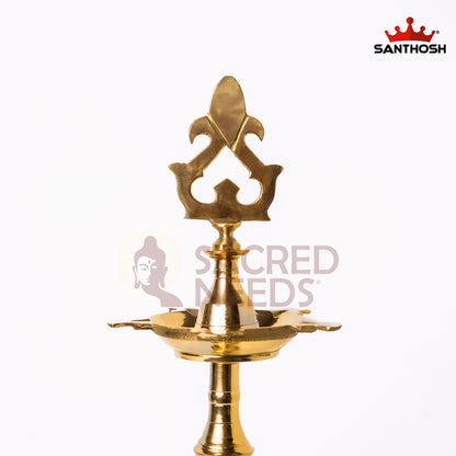 Sacred Needs Brass Box Kuthu Vilakku – 18 Inch (45.7 cm) Height | Traditional Brass Lamp for Pooja Room, Temple & Festive Rituals