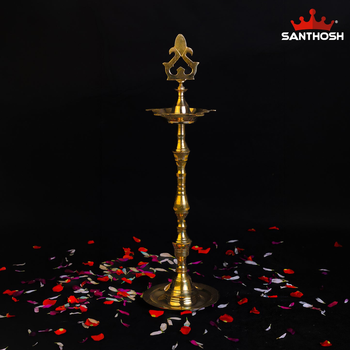 Sacred Needs Brass Box Kuthu Vilakku – 18 Inch (45.7 cm) Height | Traditional Brass Lamp for Pooja Room, Temple & Festive Rituals