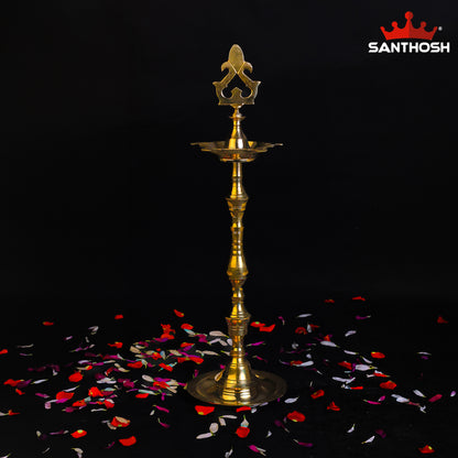 Sacred Needs Brass Box Kuthu Vilakku – 18 Inch (45.7 cm) Height | Traditional Brass Lamp for Pooja Room, Temple & Festive Rituals