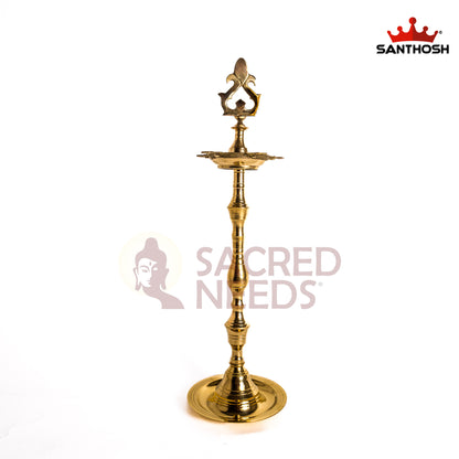 Sacred Needs Brass Box Kuthu Vilakku – 18 Inch (45.7 cm) Height | Traditional Brass Lamp for Pooja Room, Temple & Festive Rituals