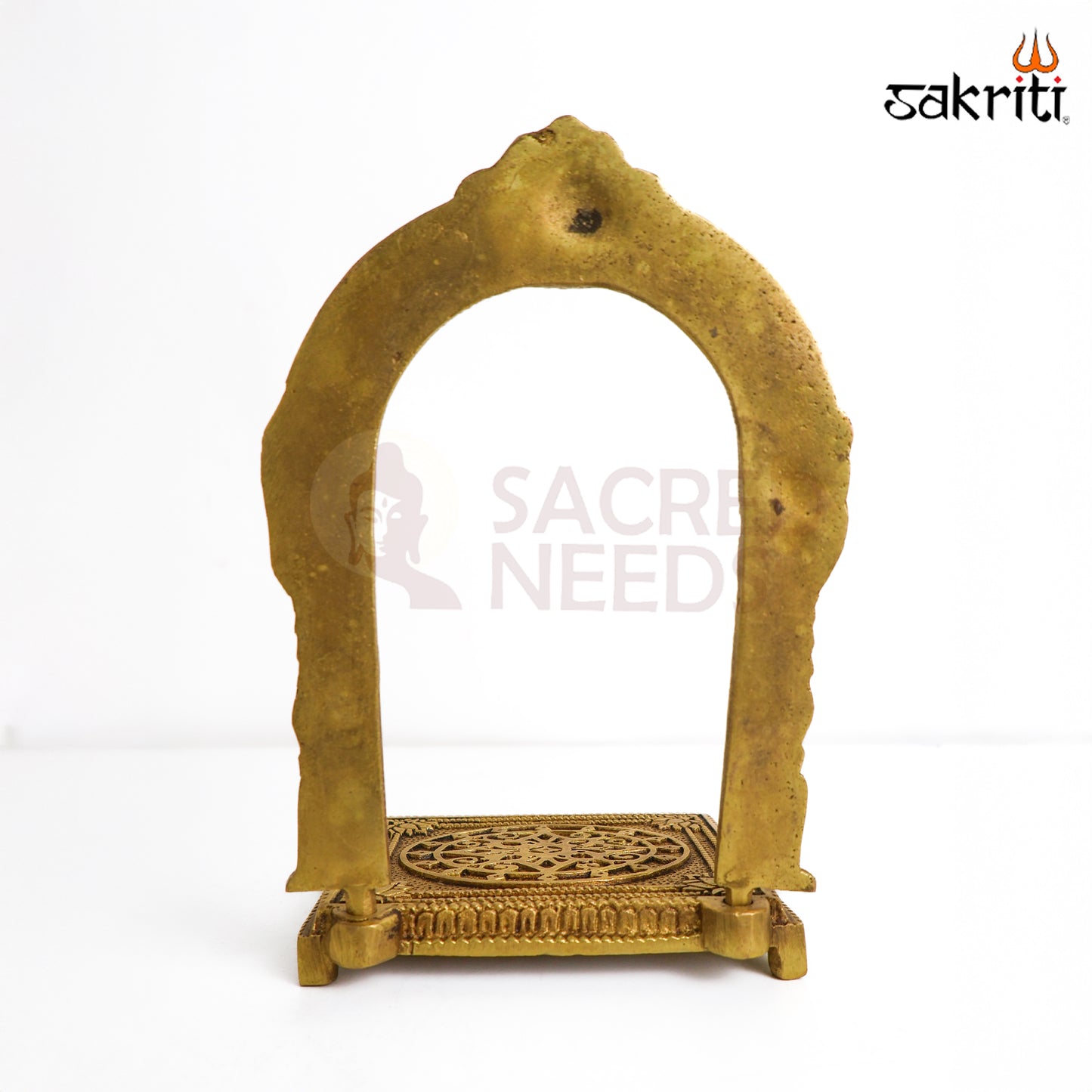 Sacred Needs Brass Frame with Base – 8 Inch (20.3 cm) Height | Decorative Brass Photo/Idol Frame Stand for Pooja Room & Home Décor