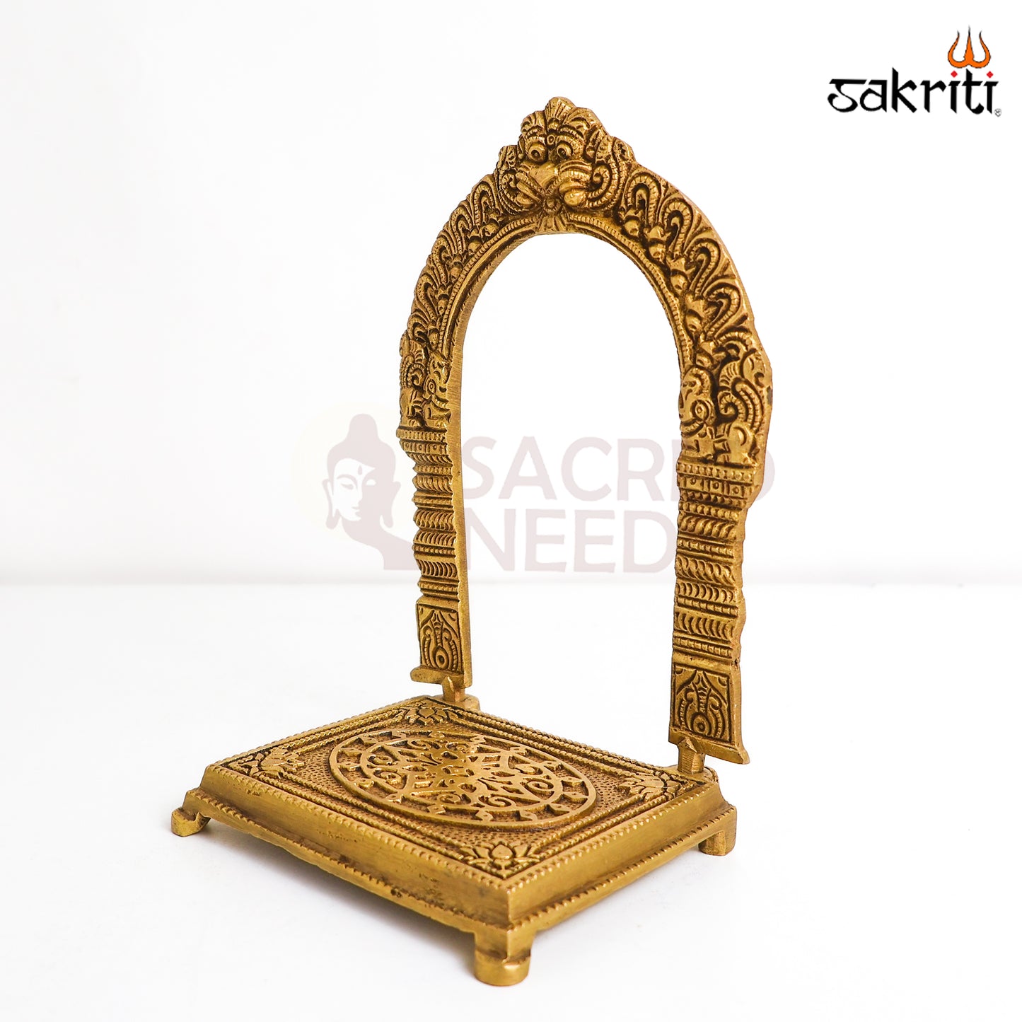 Sacred Needs Brass Frame with Base – 8 Inch (20.3 cm) Height | Decorative Brass Photo/Idol Frame Stand for Pooja Room & Home Décor