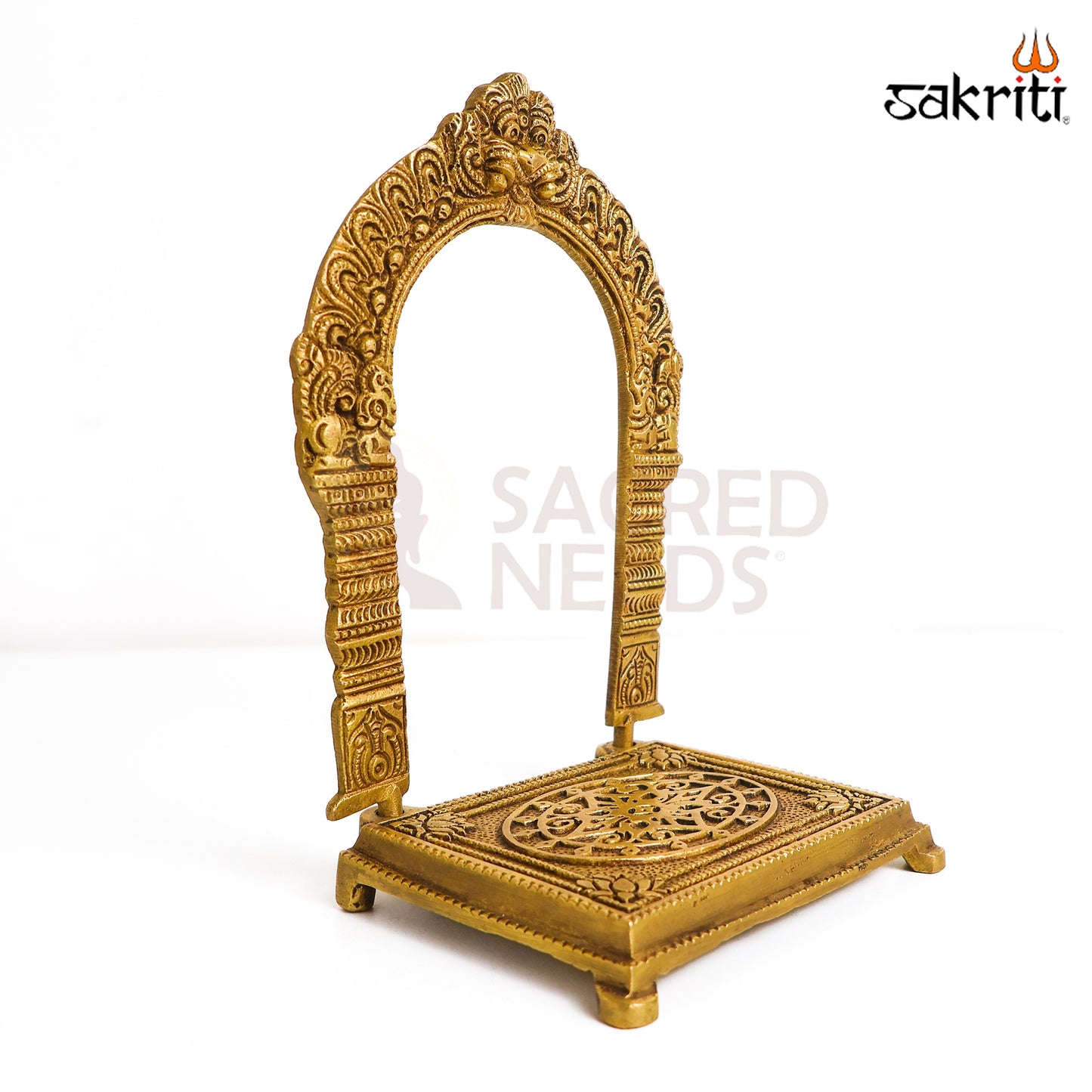 Sacred Needs Brass Frame with Base – 8 Inch (20.3 cm) Height | Decorative Brass Photo/Idol Frame Stand for Pooja Room & Home Décor
