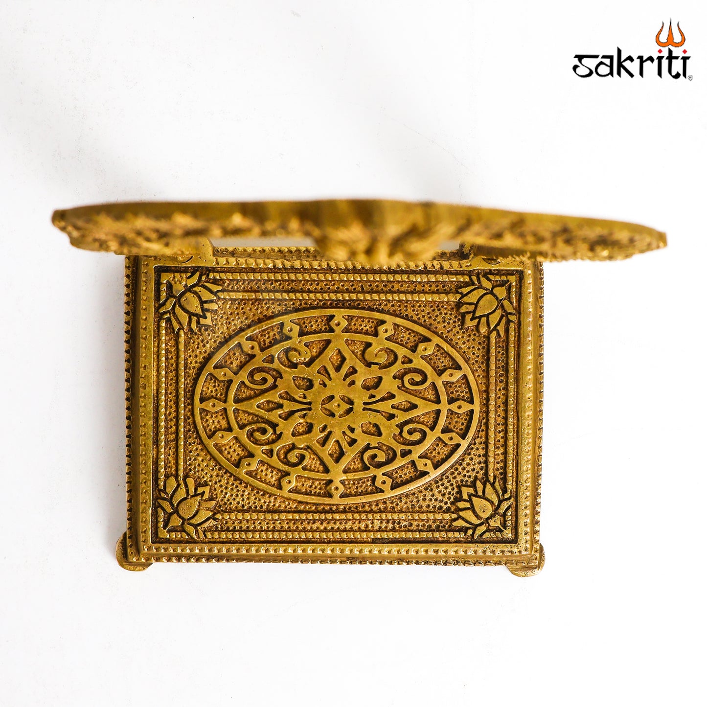 Sacred Needs Brass Frame with Base – 8 Inch (20.3 cm) Height | Decorative Brass Photo/Idol Frame Stand for Pooja Room & Home Décor