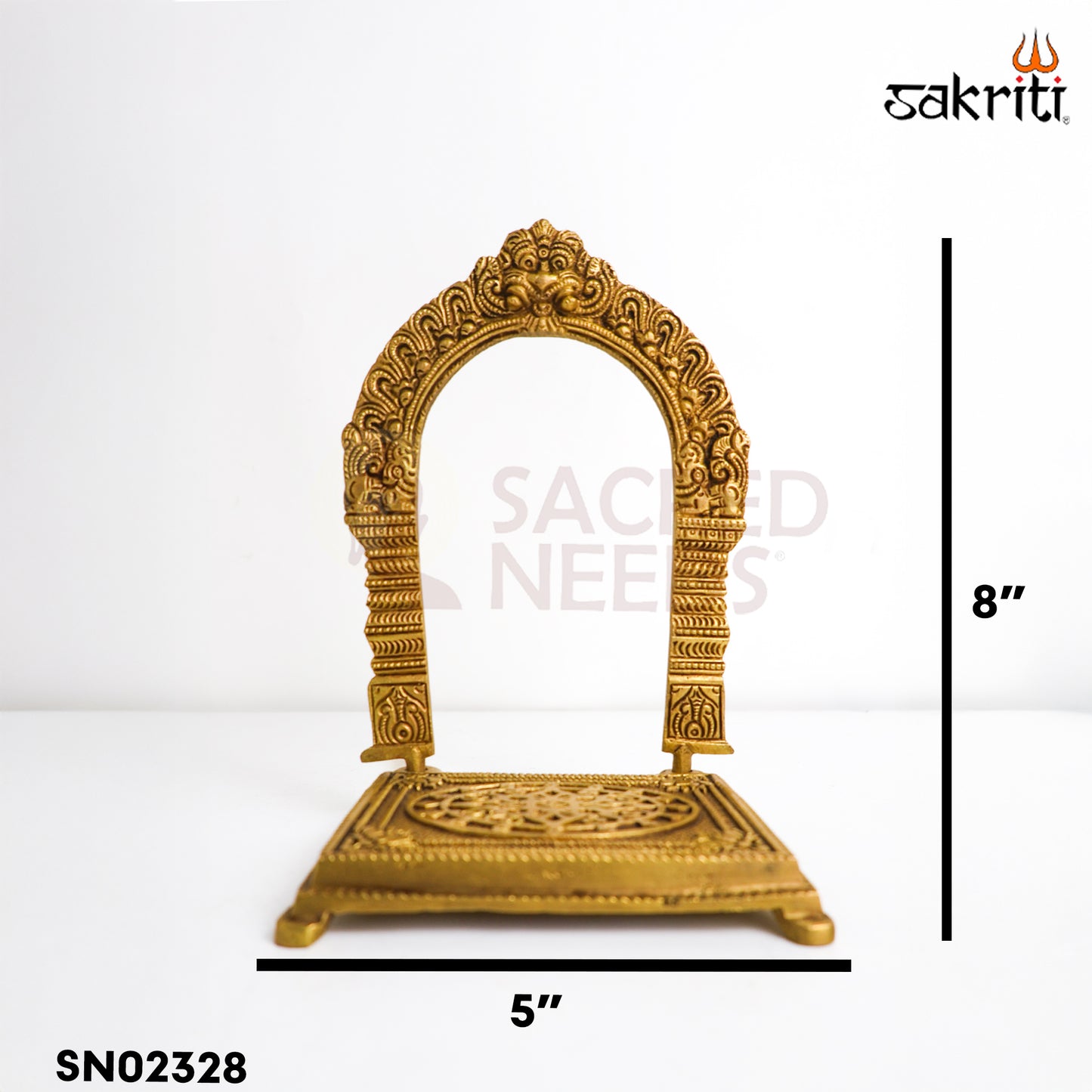 Sacred Needs Brass Frame with Base – 8 Inch (20.3 cm) Height | Decorative Brass Photo/Idol Frame Stand for Pooja Room & Home Décor