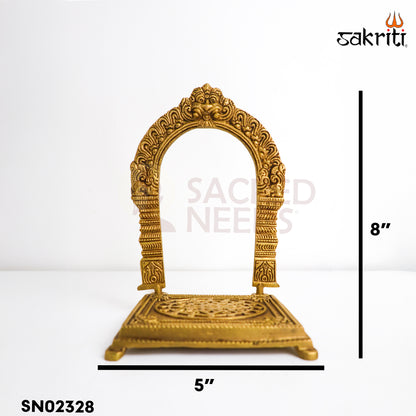 Sacred Needs Brass Frame with Base – 8 Inch (20.3 cm) Height | Decorative Brass Photo/Idol Frame Stand for Pooja Room & Home Décor