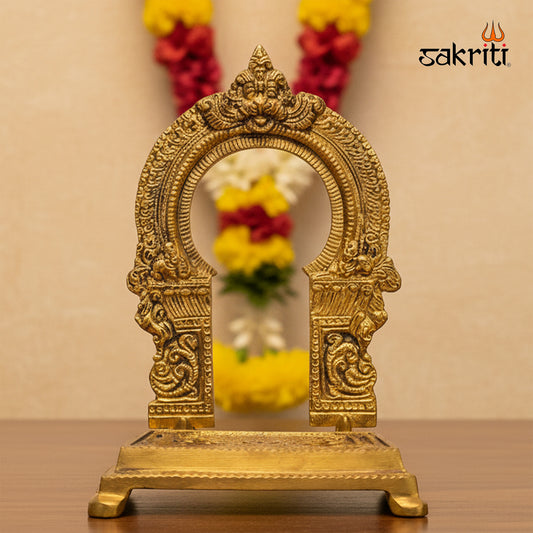 Brass Frame with Base – 6.5 Inch | Decorative Brass Photo Frame for Pooja & Home Decor