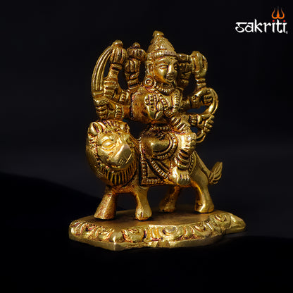 Sacred Needs Brass Durga Idol – 2.5 Inch (6.4 cm) Height | Maa Durga Statue for Pooja Room, Temple & Spiritual Home Décor