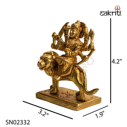 Brass Durga Idol – 4.2 Inch | Goddess Durga Murti for Temple, Worship & Home Decor