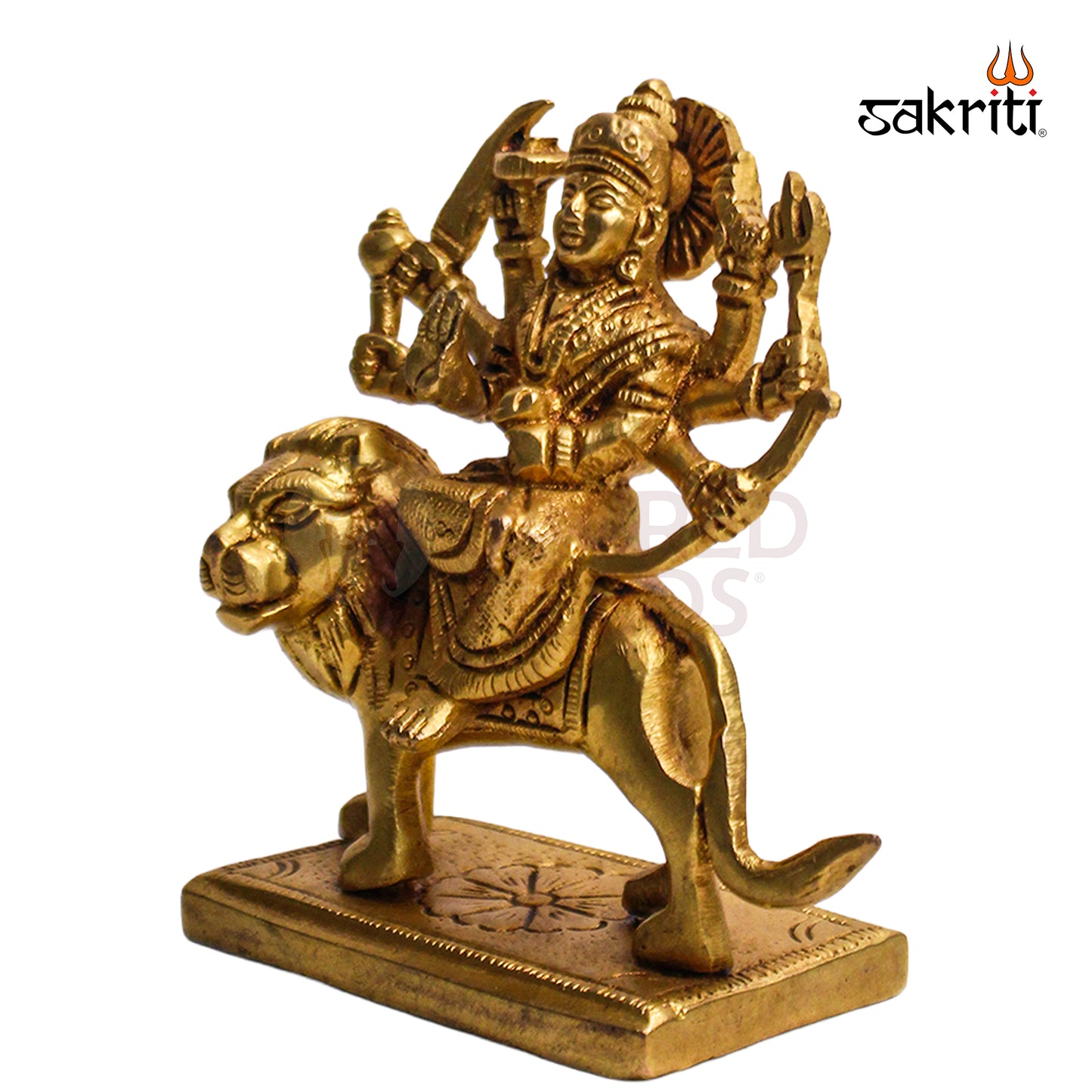Brass Durga Idol – 4.2 Inch | Goddess Durga Murti for Temple, Worship & Home Decor