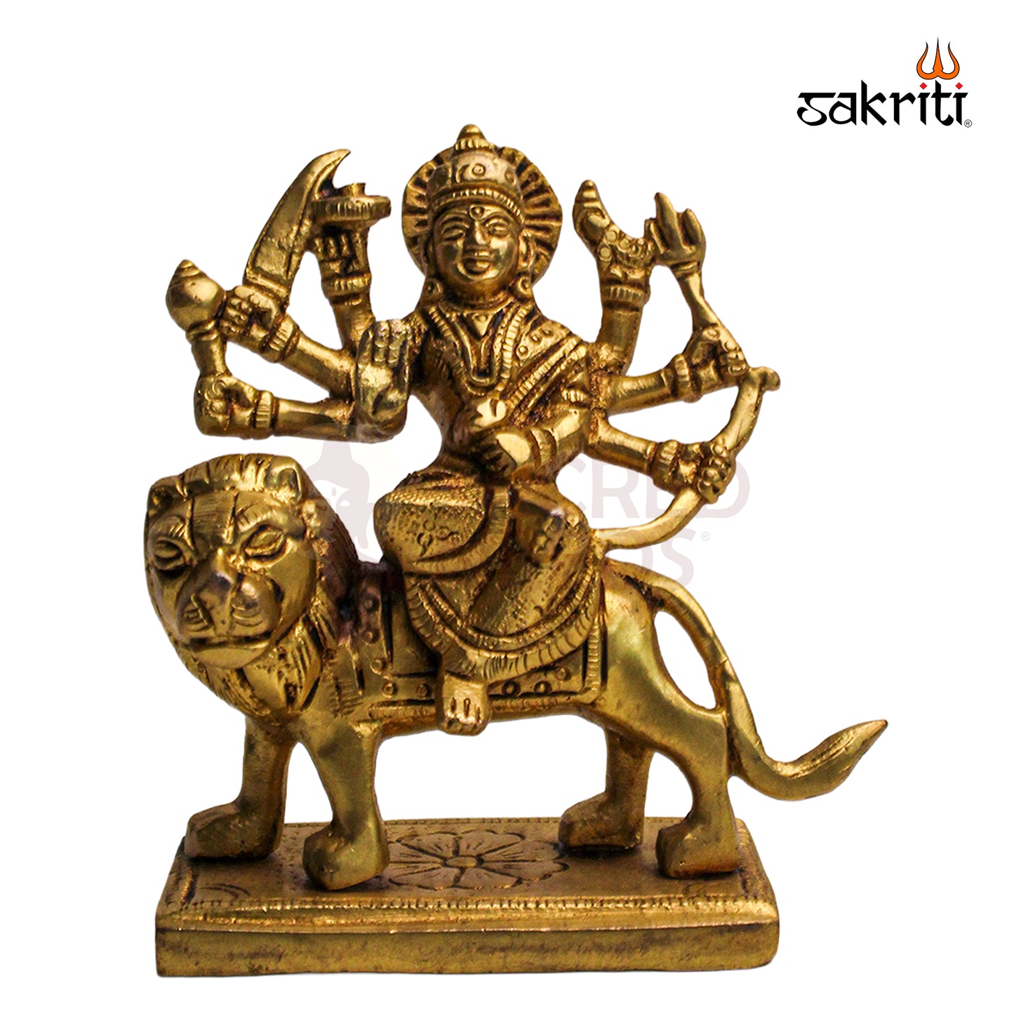 Brass Durga Idol – 4.2 Inch | Goddess Durga Murti for Temple, Worship & Home Decor