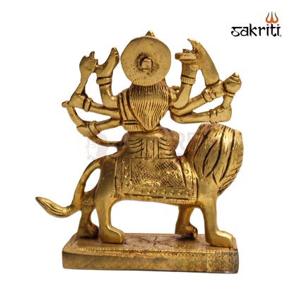 Brass Durga Idol – 4.2 Inch | Goddess Durga Murti for Temple, Worship & Home Decor