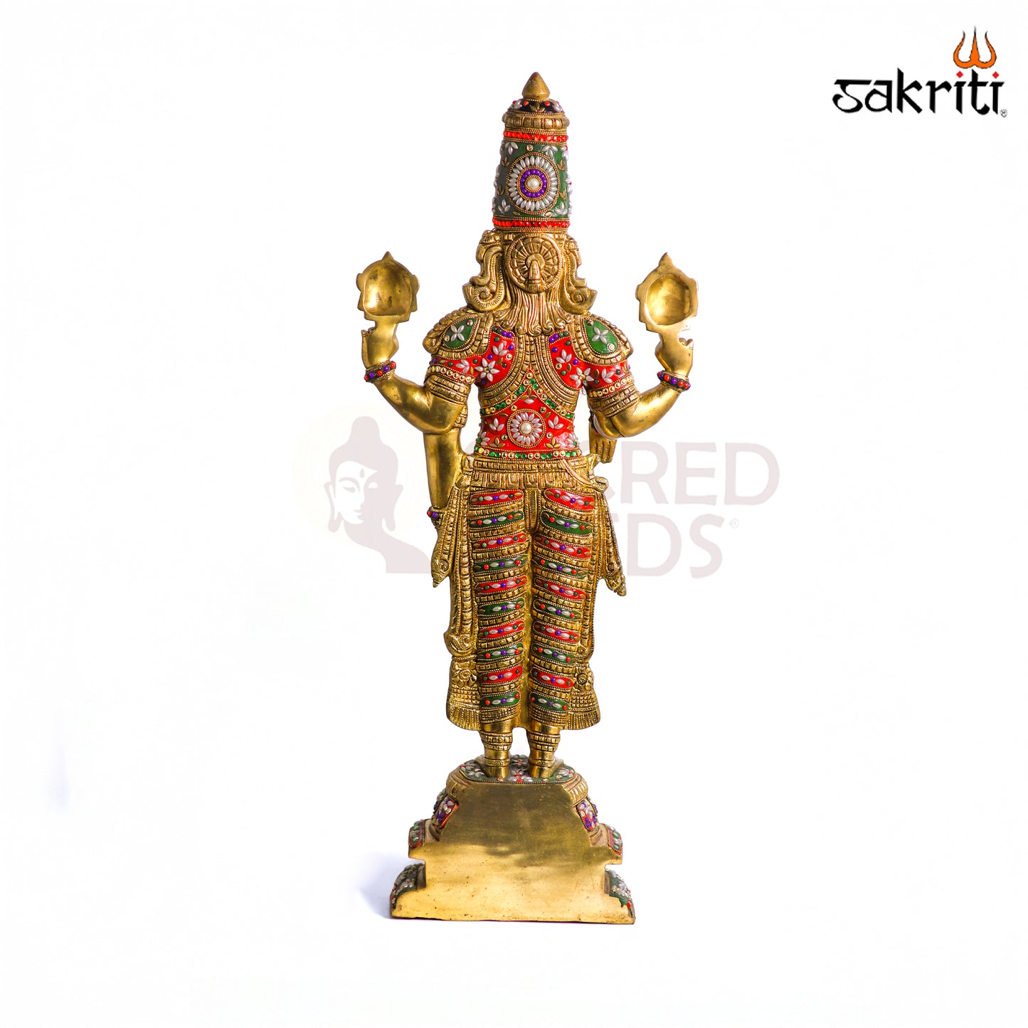 Sacred Needs Brass Balaji Idol – 33 Inch (83.8 cm) Height | Lord Venkateswara Swamy Statue for Temple, Pooja Room & Home Décor