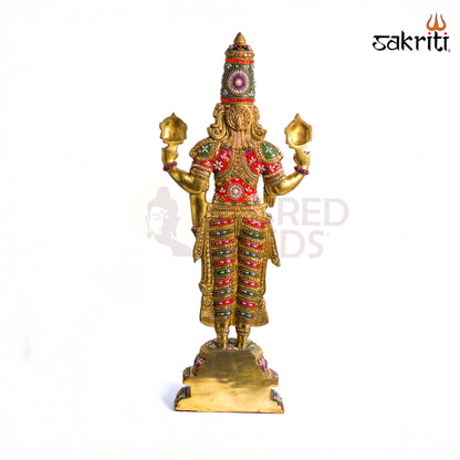 Sacred Needs Brass Balaji Idol – 33 Inch (83.8 cm) Height | Lord Venkateswara Swamy Statue for Temple, Pooja Room & Home Décor