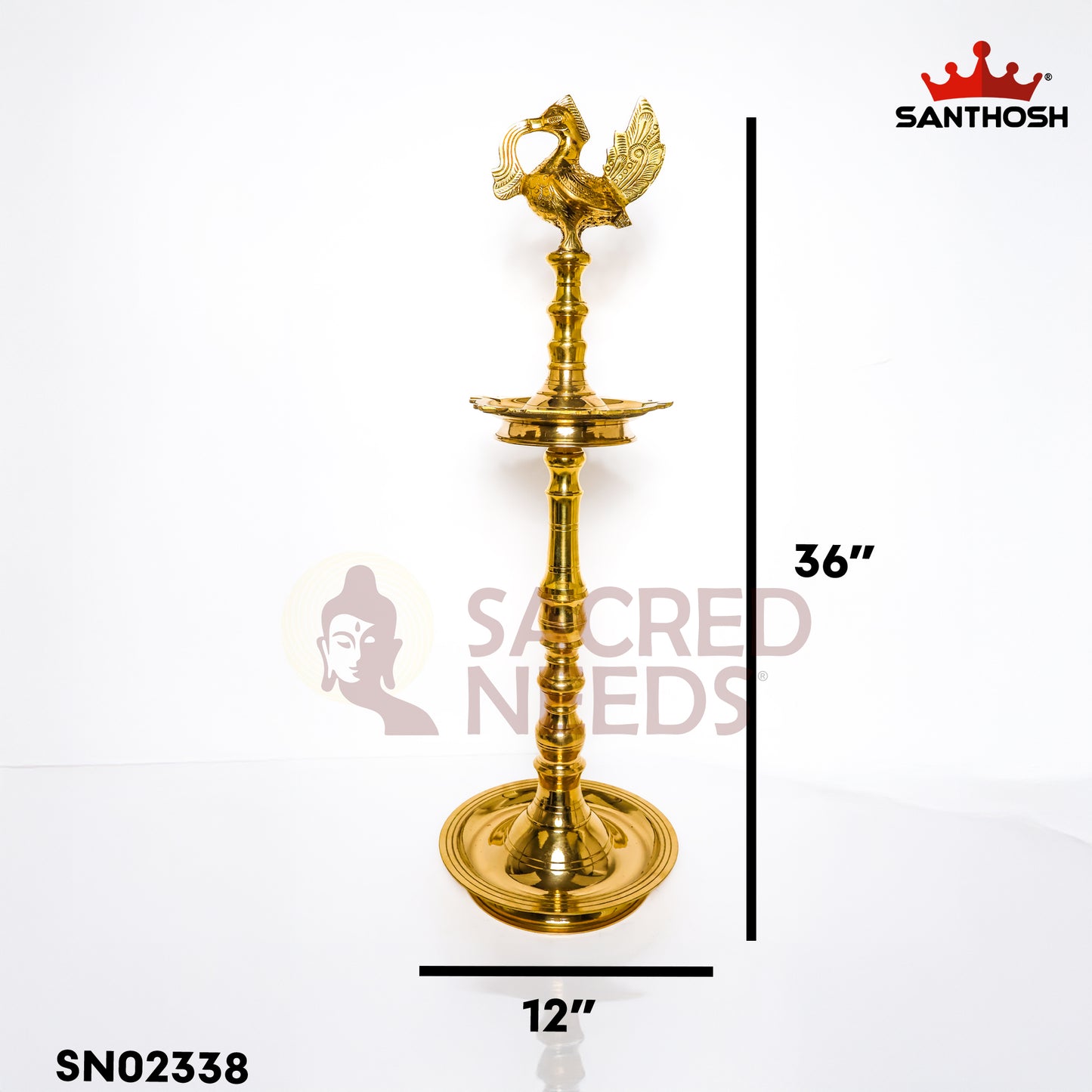 Sacred Needs Brass Annapakshi Kerala Vilakku – 36 Inch (91.4 cm) Height | Traditional Brass Oil Lamp for Temple, Pooja, Festivals & Home Décor