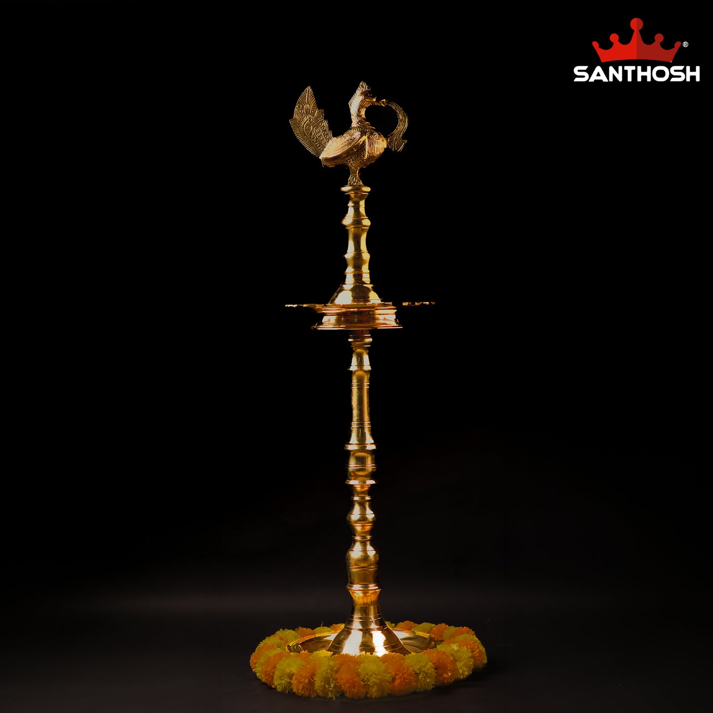 Sacred Needs Brass Annapakshi Kerala Vilakku – 44 Inch (111.8 cm) Height | Traditional Kerala Oil Lamp with Annapakshi Design for Temple & Pooja