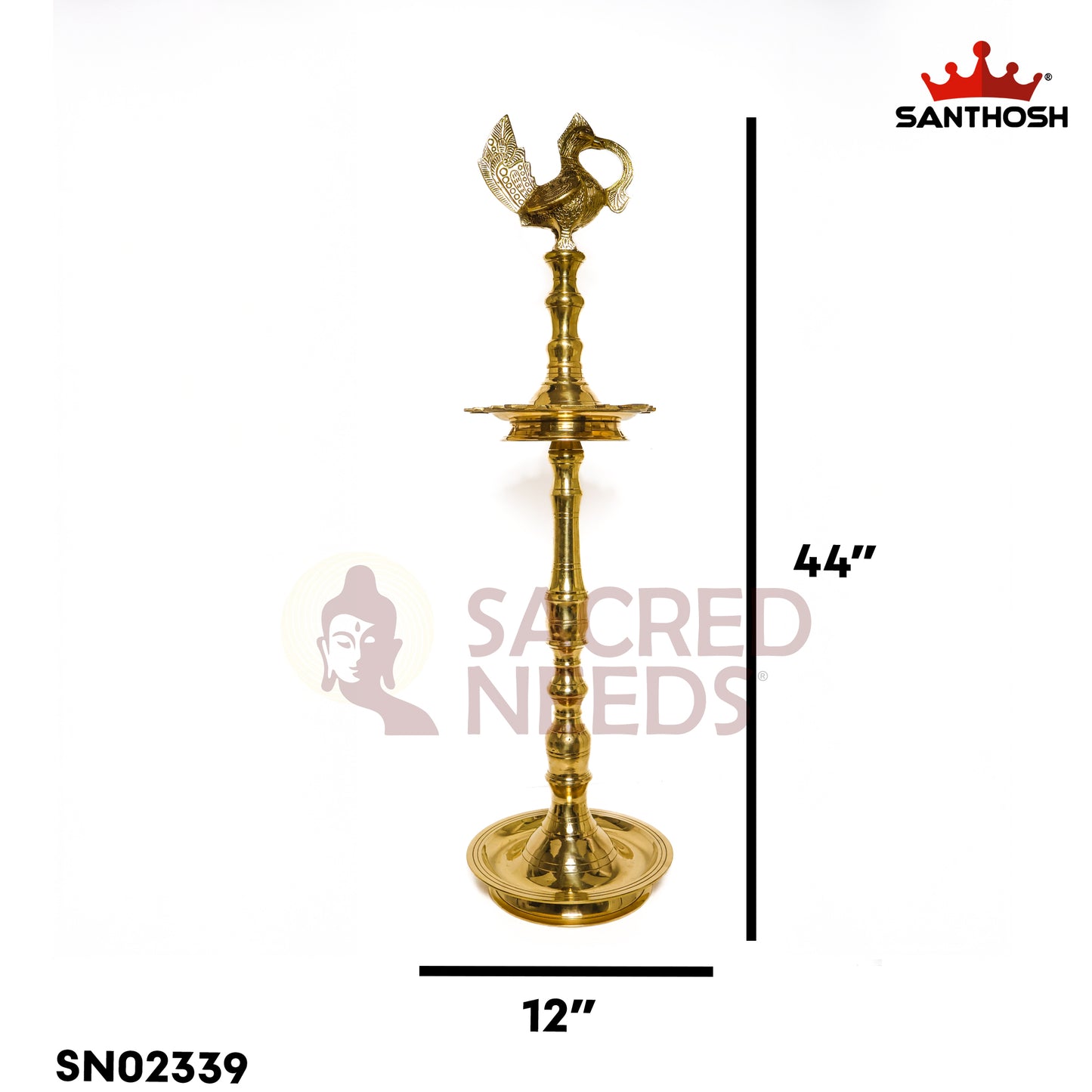 Sacred Needs Brass Annapakshi Kerala Vilakku – 44 Inch (111.8 cm) Height | Traditional Kerala Oil Lamp with Annapakshi Design for Temple & Pooja