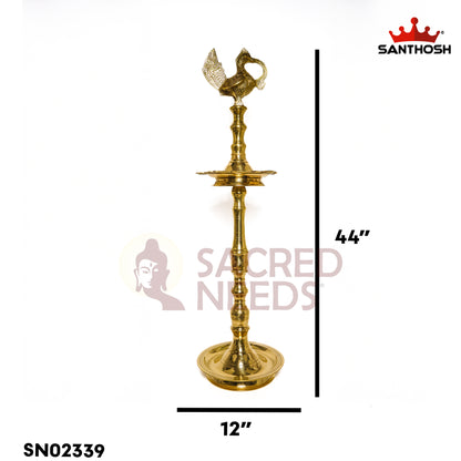Sacred Needs Brass Annapakshi Kerala Vilakku – 44 Inch (111.8 cm) Height | Traditional Kerala Oil Lamp with Annapakshi Design for Temple & Pooja
